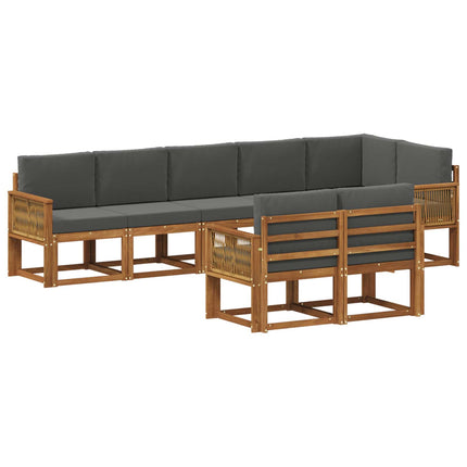 Utomhussoffset med kudde 8 pcs Naturlig och Antracit Polyester