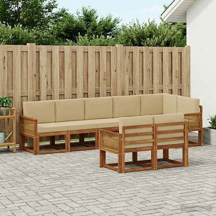 Utomhussoffset med kudde 8 pcs Naturlig och Beige Polyester
