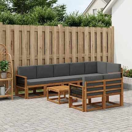 Utomhussoffset med kudde 9 pcs Naturlig och Antracit Polyester