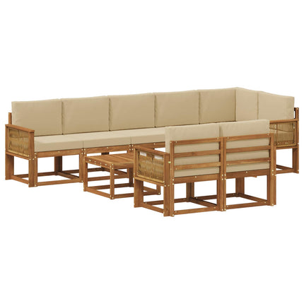 Utomhussoffset 9 st Naturlig och Beige Polyester