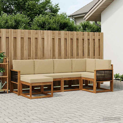 Utomhussoffset 6 pcs Naturlig och Beige Massivt Akaciaträ
