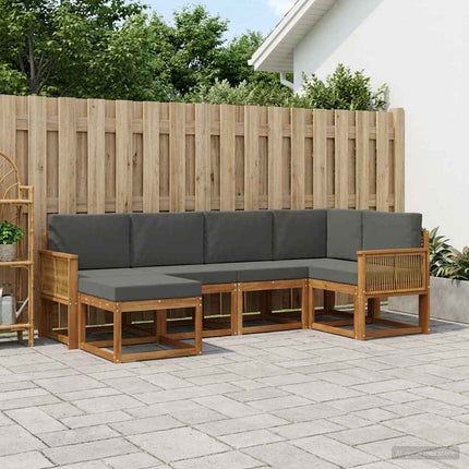 Utomhussoffset med kudde 6 pcs Naturlig och Antracit Polyester