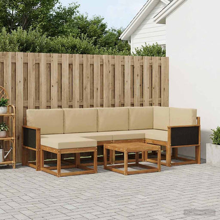 Utomhussoffset 7 pcs Naturlig och Beige Massivt Akaciaträ