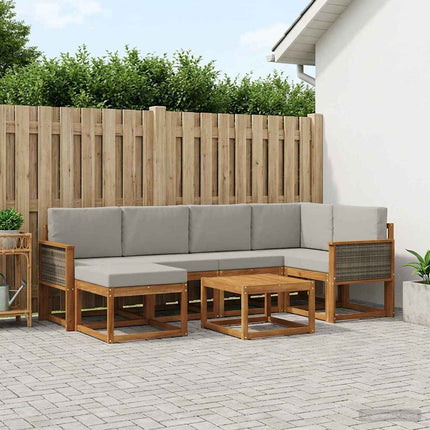 Utomhussoffset 7 pcs Naturlig och ljusgrå Massivt Akaciaträ