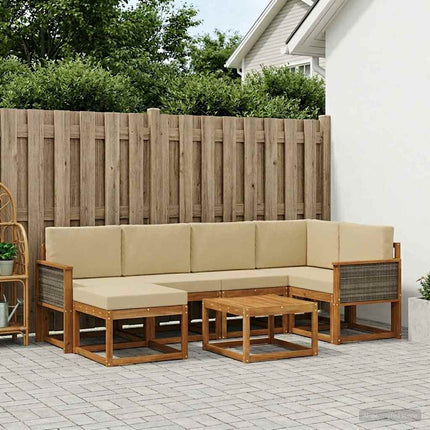 Utomhussoffset 7 pcs Naturlig och Beige Massivt Akaciaträ