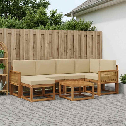 Utomhussoffset 7 pcs Naturlig och Beige Massivt Akaciaträ
