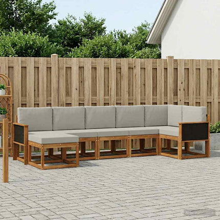 Utomhussoffset med kudde 7 pcs Naturlig och ljusgrå Polyester