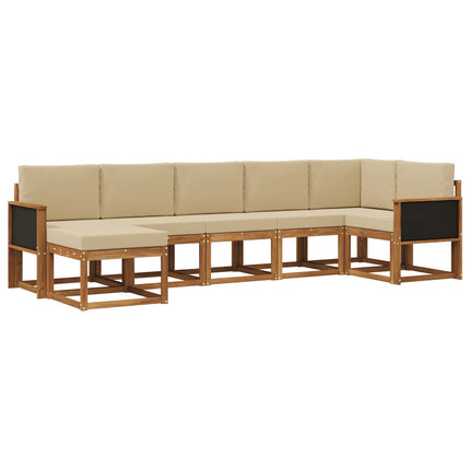 Utomhussoffset med kudde 7 pcs Naturlig och Beige Polyester