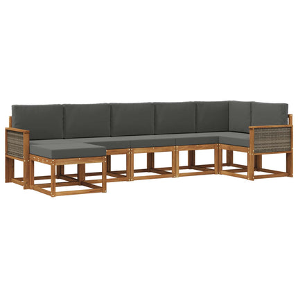 Utomhussoffset med kudde 7 pcs Naturlig och Antracit Polyester