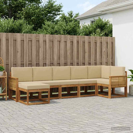 Utomhussoffset med kudde 7 pcs Naturlig och Beige Polyester