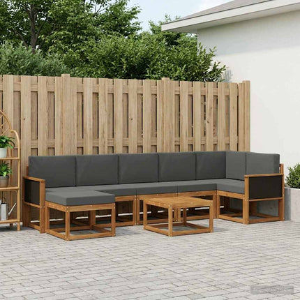 Utomhussoffset med kudde 8 pcs Naturlig och Antracit Polyester