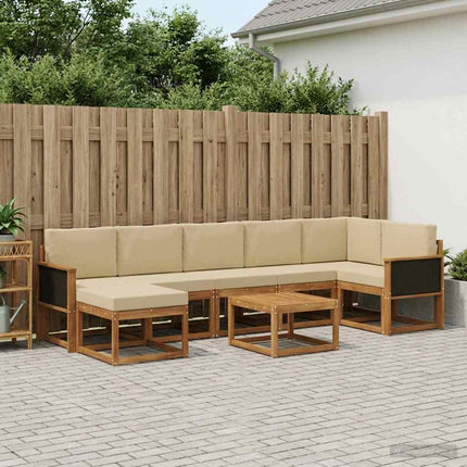 Utomhussoffset med kudde 8 pcs Naturlig och Beige Polyester