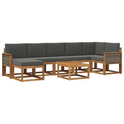 Utomhussoffset med kudde 8 pcs Naturlig och Antracit Polyester