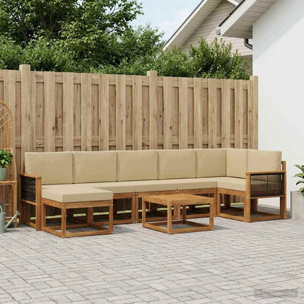 Utomhussoffset med kudde 8 pcs Naturlig och Beige Polyester