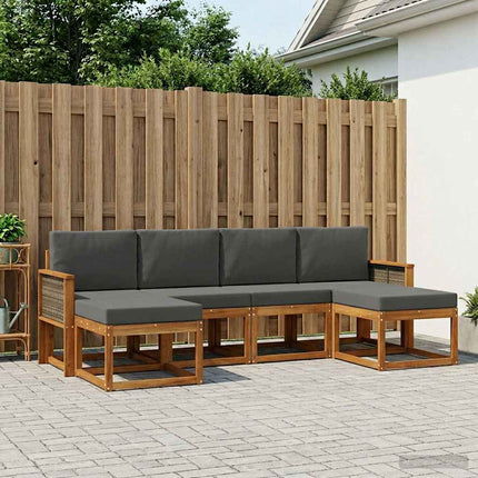 Utomhussoffset med kudde 6 pcs Naturlig och Antracit Polyester