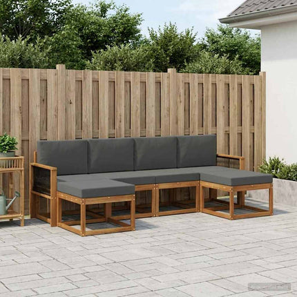 Utomhussoffset med kudde 6 pcs Naturlig och Antracit Polyester