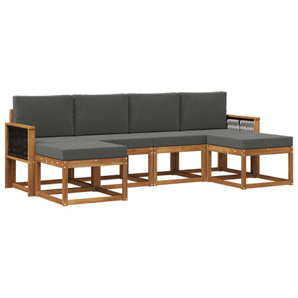 Utomhussoffset med kudde 6 pcs Naturlig och Antracit Polyester