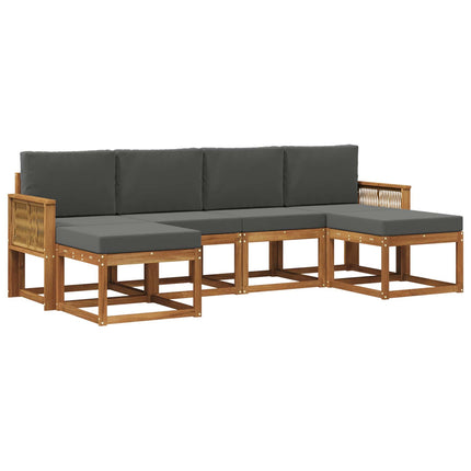 Utomhussoffset med kudde 6 pcs Naturlig och Antracit Polyester
