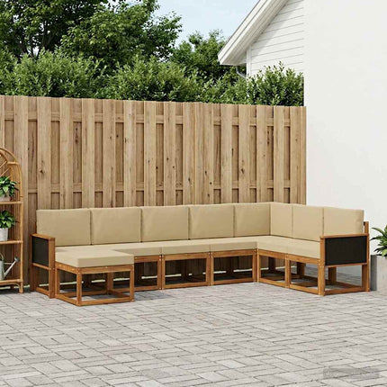 Utomhussoffset 8 pcs Naturlig och Beige Massivt Akaciaträ