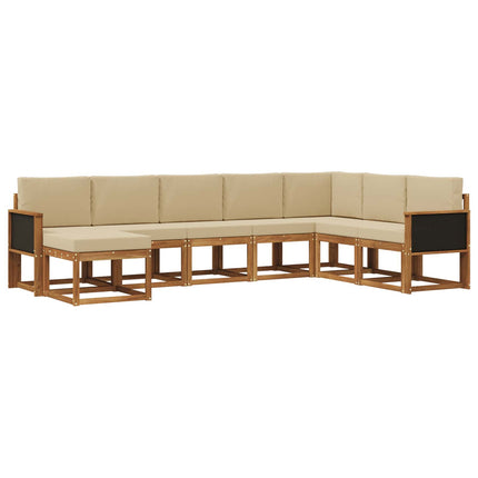 Utomhussoffset 8 pcs Naturlig och Beige Massivt Akaciaträ