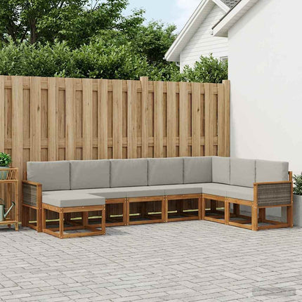 Utomhussoffset 8 pcs Naturlig och ljusgrå Massivt Akaciaträ