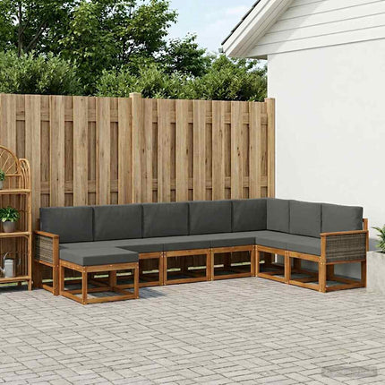 Utomhussoffset 8 pcs Naturlig och Antracit Massivt Akaciaträ