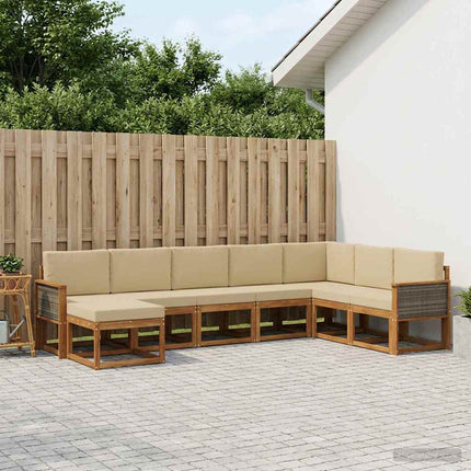 Utomhussoffset 8 pcs Naturlig och Beige Massivt Akaciaträ