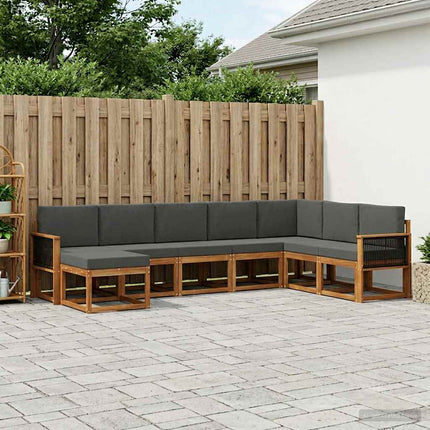 Utomhussoffset 8 pcs Naturlig och Antracit 306 x 187,5 x 73 cm