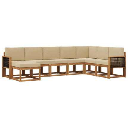 Utomhussoffset 8 pcs Naturlig och Beige Massivt Akaciaträ