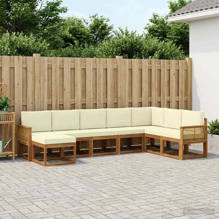 Utomhussoffset 8 pcs Naturlig och Grädde Massivt Akaciaträ