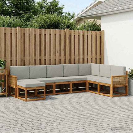 Utomhussoffset 8 pcs Naturlig och ljusgrå Massivt Akaciaträ