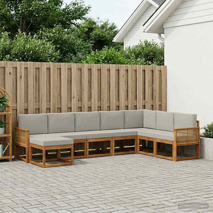 Utomhussoffset 8 pcs Naturlig och ljusgrå Massivt Akaciaträ