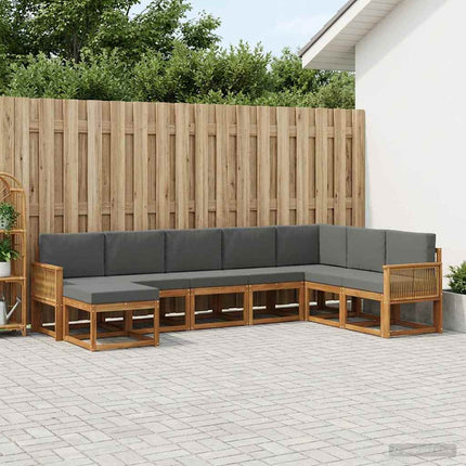 Utomhussoffset 8 pcs Naturlig och Antracit Massivt Akaciaträ