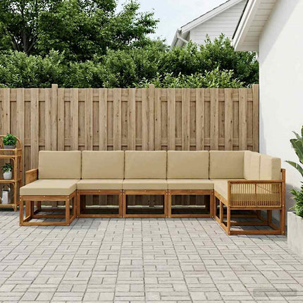 Utomhussoffset 8 pcs Naturlig och Beige Massivt Akaciaträ