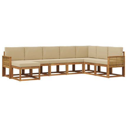 Utomhussoffset 8 pcs Naturlig och Beige Massivt Akaciaträ