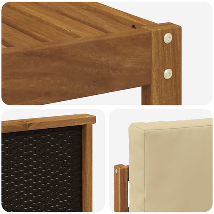 Utomhussoffset 9 pcs Naturlig och Beige Massivt Akaciaträ