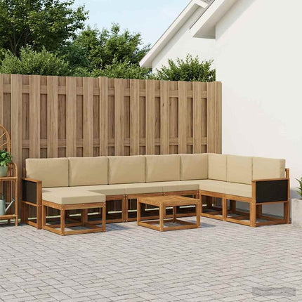 Utomhussoffset 9 pcs Naturlig och Beige Massivt Akaciaträ
