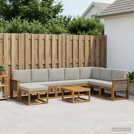 Utomhussoffset 9 pcs Naturlig och ljusgrå Massivt Akaciaträ