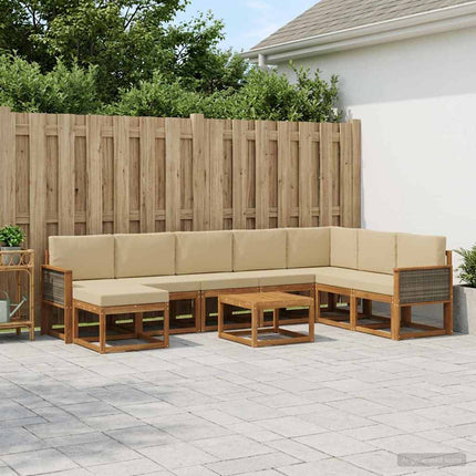 Utomhussoffset 9 pcs Naturlig och Beige Massivt Akaciaträ