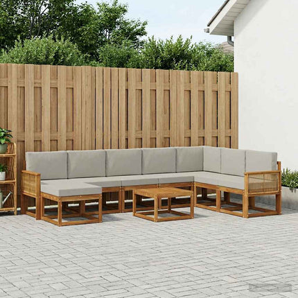 Utomhussoffset 9 pcs Naturlig och ljusgrå Massivt Akaciaträ