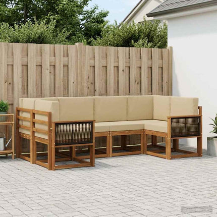 Utomhussoffset 6 pcs Naturlig och Beige Massivt Akaciaträ