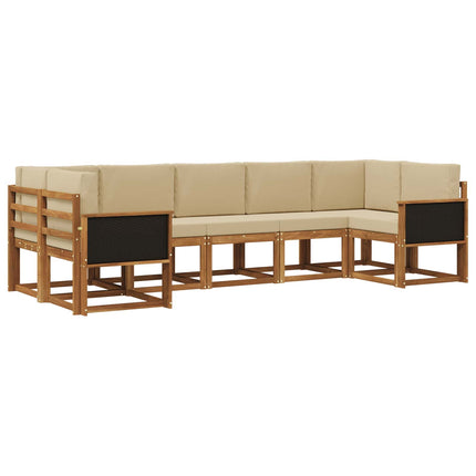 Utomhussoffset 7 pcs Naturlig och Beige Massivt Akaciaträ