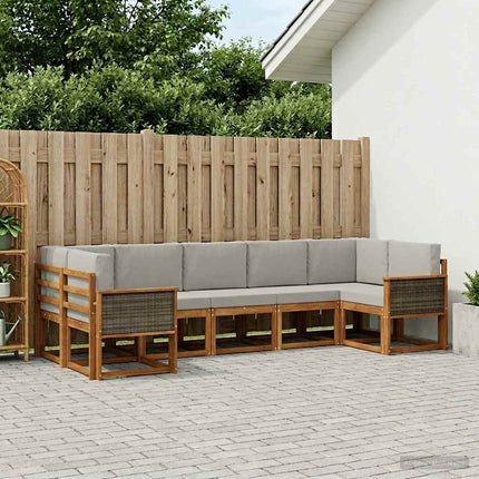Utomhussoffset 7 pcs Naturlig och ljusgrå Massivt Akaciaträ