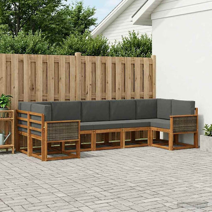Utomhussoffset 7 pcs Naturlig och Antracit Massivt Akaciaträ