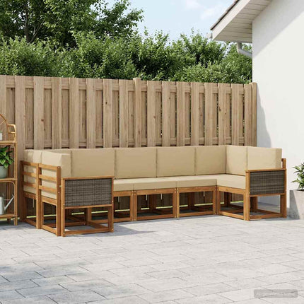 Utomhussoffset 7 pcs Naturlig och Beige Massivt Akaciaträ