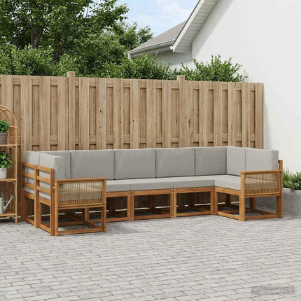 Utomhussoffset 7 pcs Naturlig och ljusgrå Massivt Akaciaträ