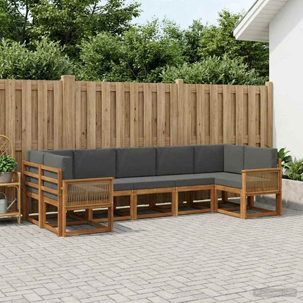 Utomhussoffset 7 pcs Naturlig och Antracit Massivt Akaciaträ