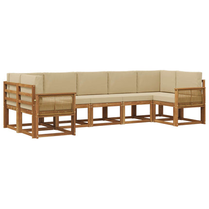 Utomhussoffset 7 pcs Naturlig och Beige Massivt Akaciaträ