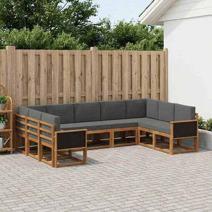 Utomhussoffset 9 pcs Naturlig och Antracit Massivt Akaciaträ