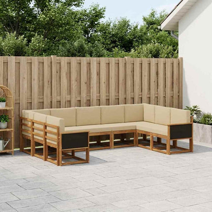 Utomhussoffset 9 pcs Naturlig och Beige Massivt Akaciaträ